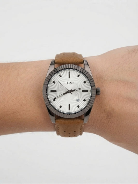 TOMI Leather Strap Men's Watch