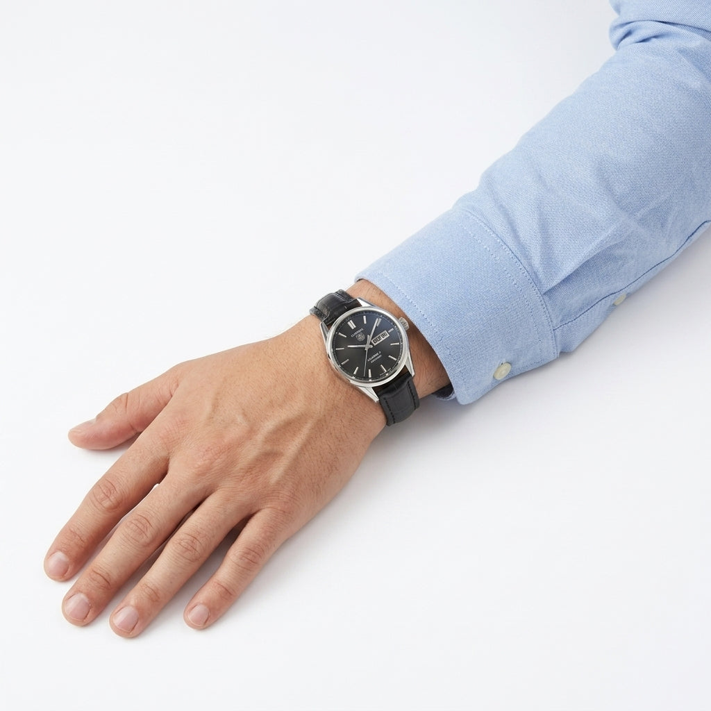 TAG HEUER Men's Leather Strap Analog Watch
