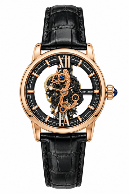 CARTIER SKELETON LEATHER MEN,S