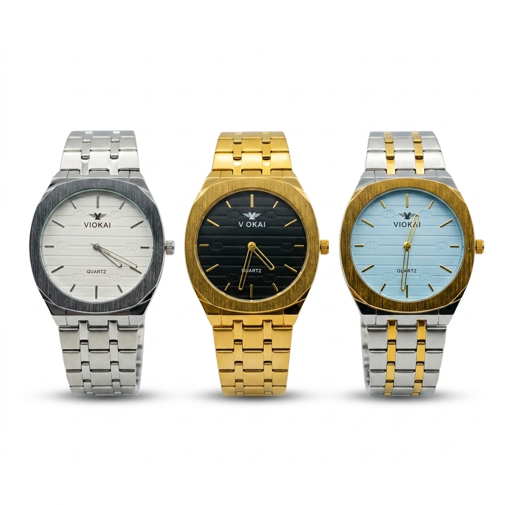 Viokai Men's slime Quartz Stainless Steel Analog Watch
