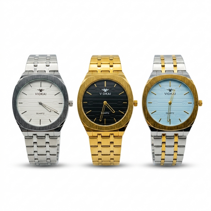 Viokai Men's slime Quartz Stainless Steel Analog Watch