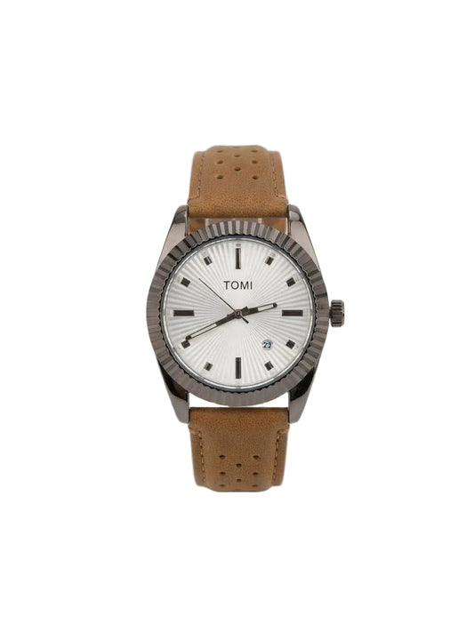 TOMI Leather Strap Men's Watch