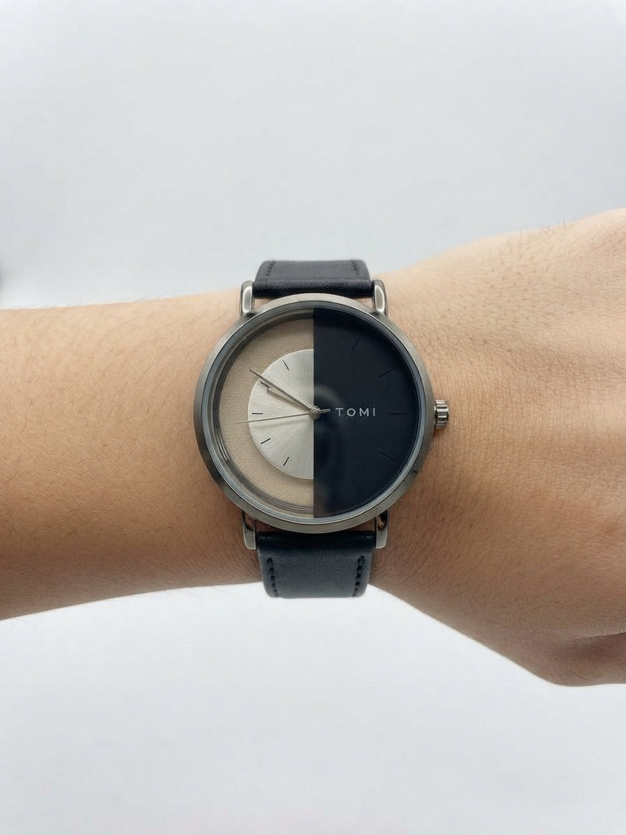 TOMI Unisex Half Transparent Watch