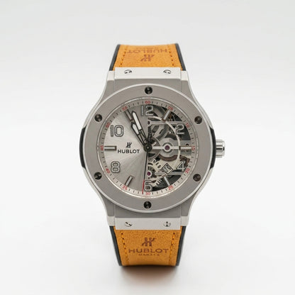 HUBLOT Mens Stainless Steel Skeleton Analog Watch