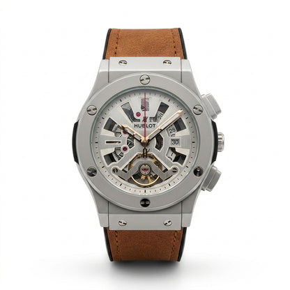 HUBLOT Mens Stainless Steel Skeleton Analog Watch