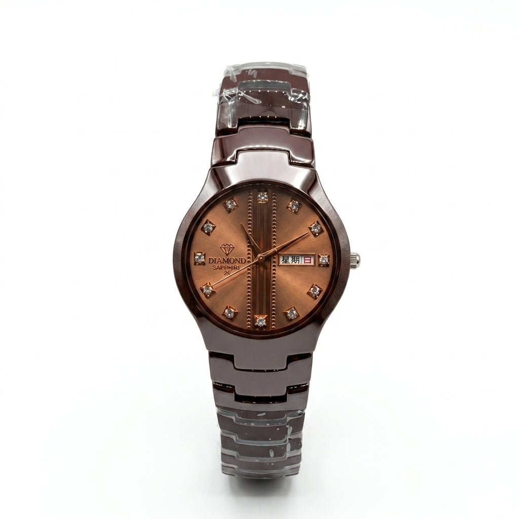 DI STAR ceremic men's Link Bracelet Analog Watch