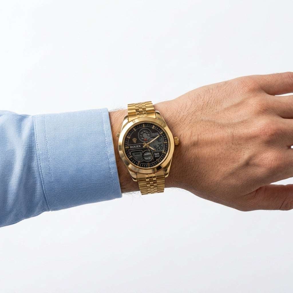 ROLEX Men's Stainless Steel Analog-Digital Watch