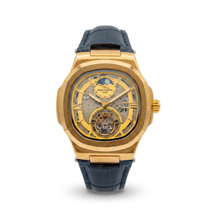 PATIK PHILIPPE Men's Automatic Skeleton Dial Leather Strap Watch
