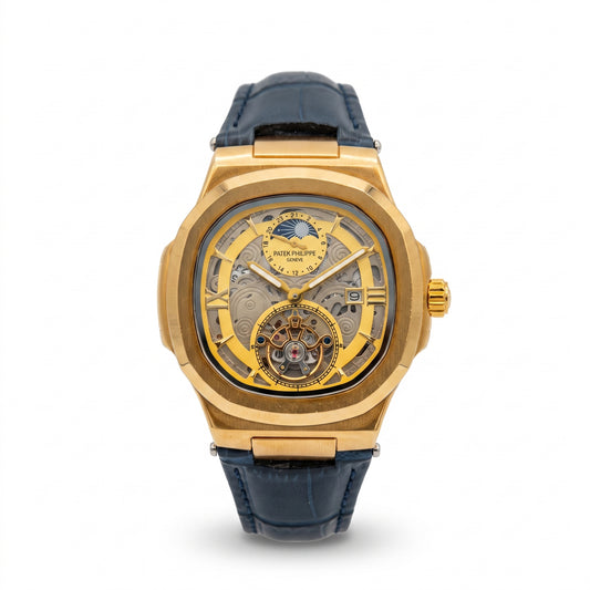 PATIK PHILIPPE Men's Automatic Skeleton Dial Leather Strap Watch