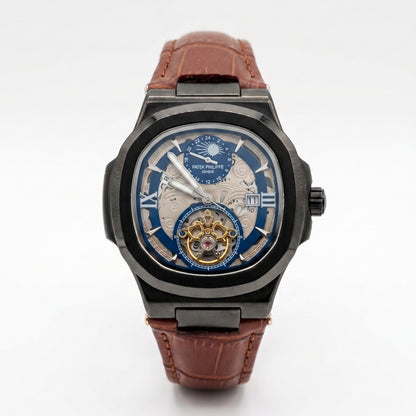 PATIK PHILIPPE Men's Automatic Skeleton Dial Leather Strap Watch
