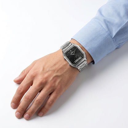 SKMEI Mens Square Analog-Digital Stainless Steel Watch