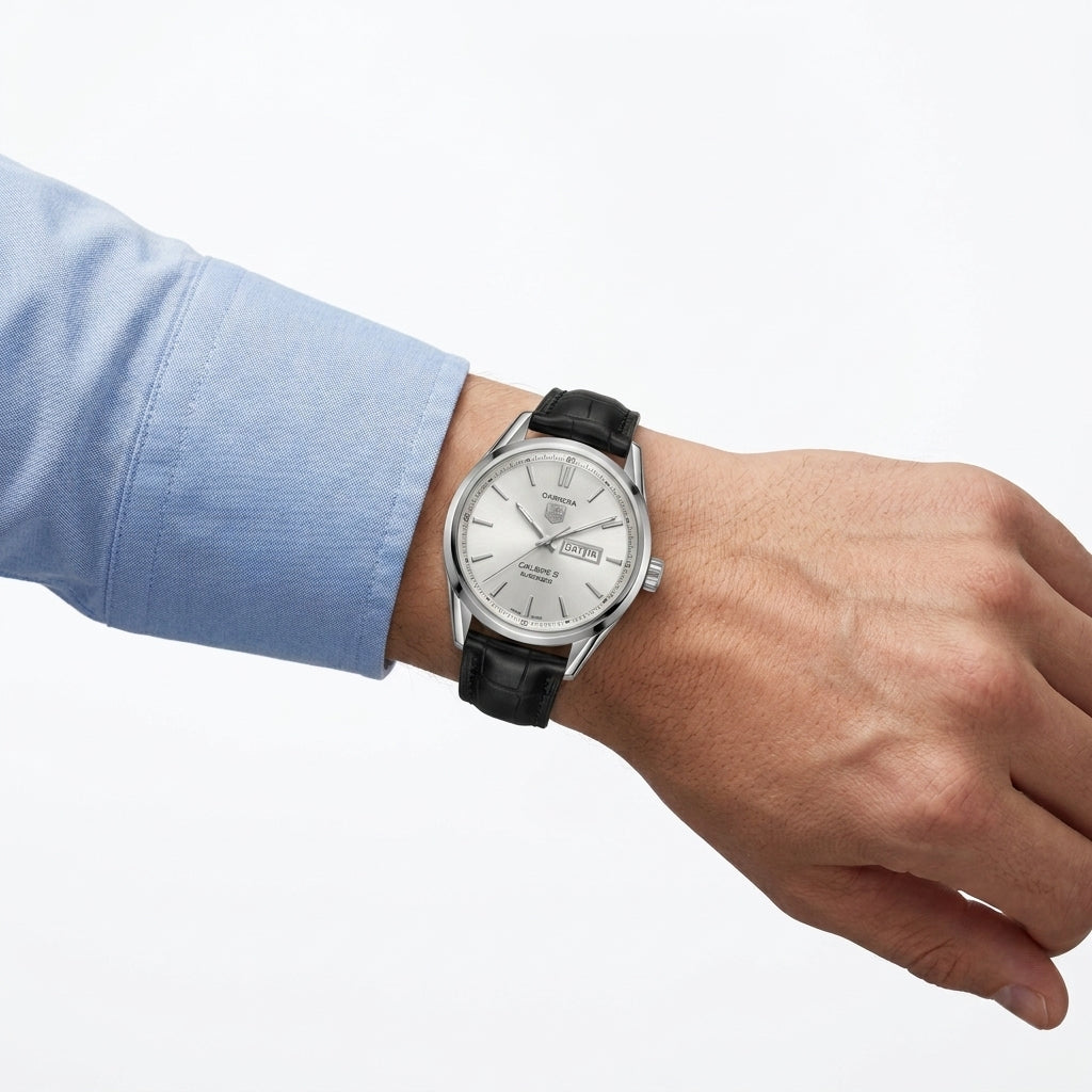 TAG HEUER Men's Leather Strap Analog Watch