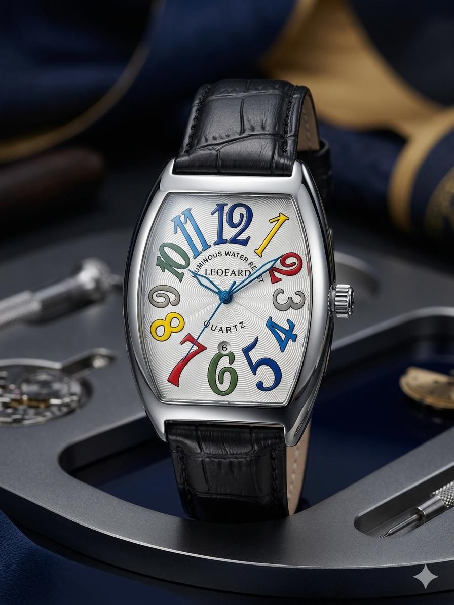 Leofard Colorful Tonneau Watch Silver Edition