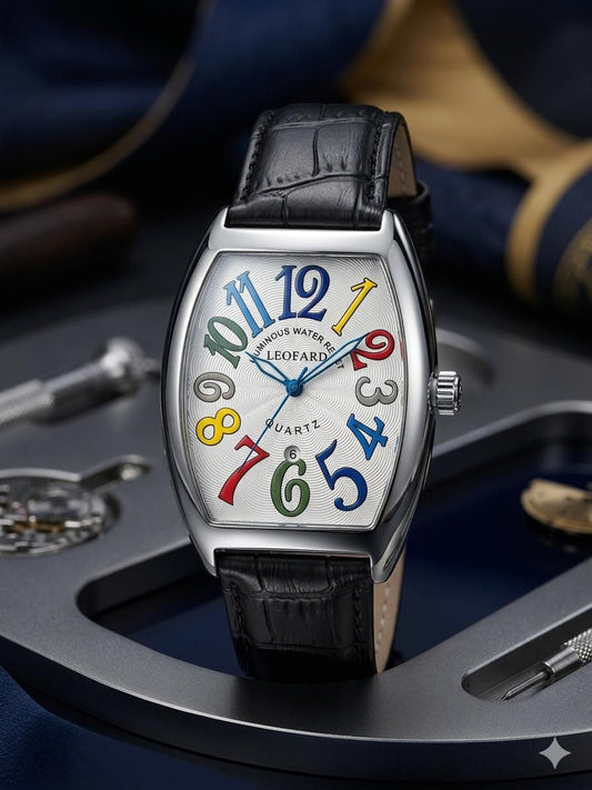 Leofard Colorful Tonneau Watch Silver Edition