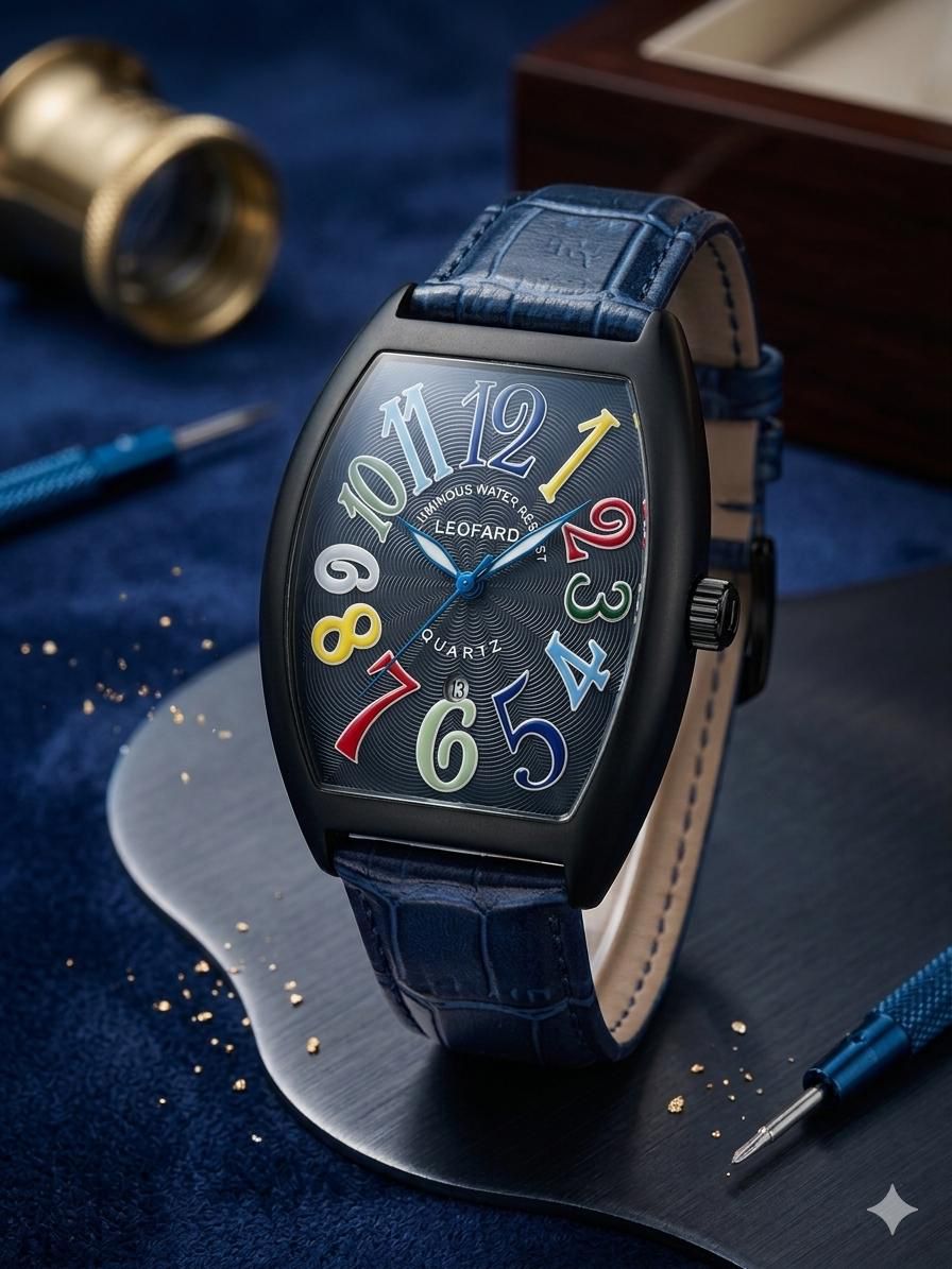 Leofard Midnight Blue Tonneau Watch