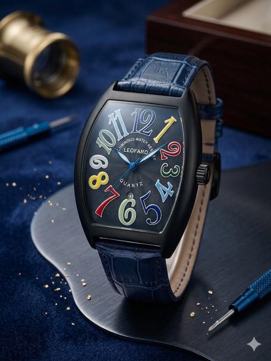 Leofard Midnight Blue Tonneau Watch