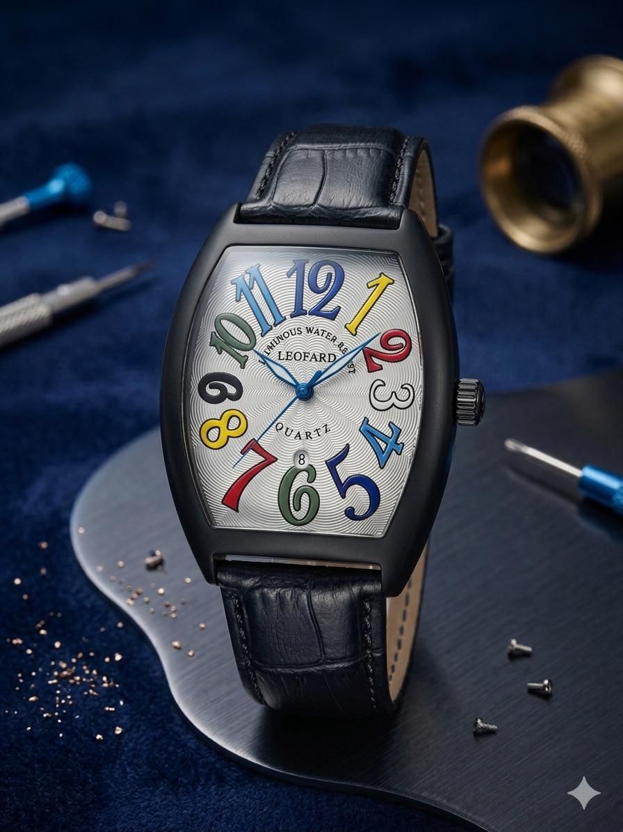 Leofard Colorful Tonneau Watch Black Edition