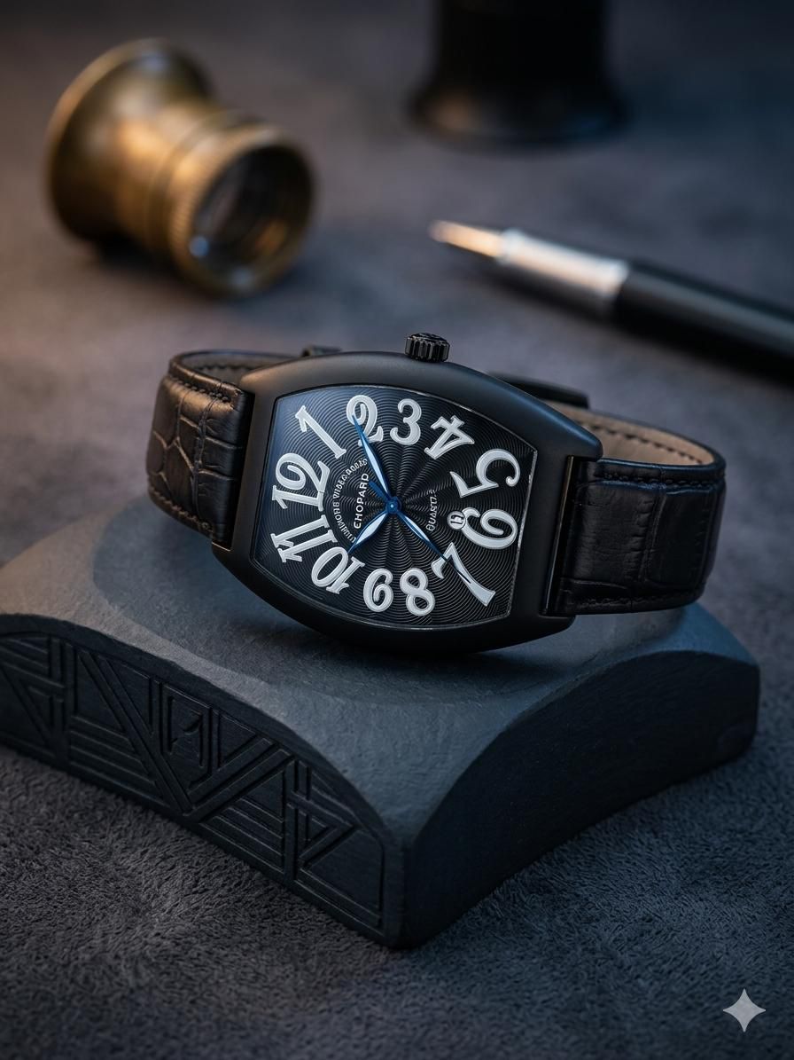 Black Tonneau Bold Arabic Numeral Watch